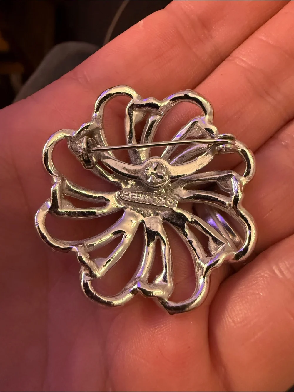 Silver Floral Swirl Brooch - Elegant Women's Jewelry
